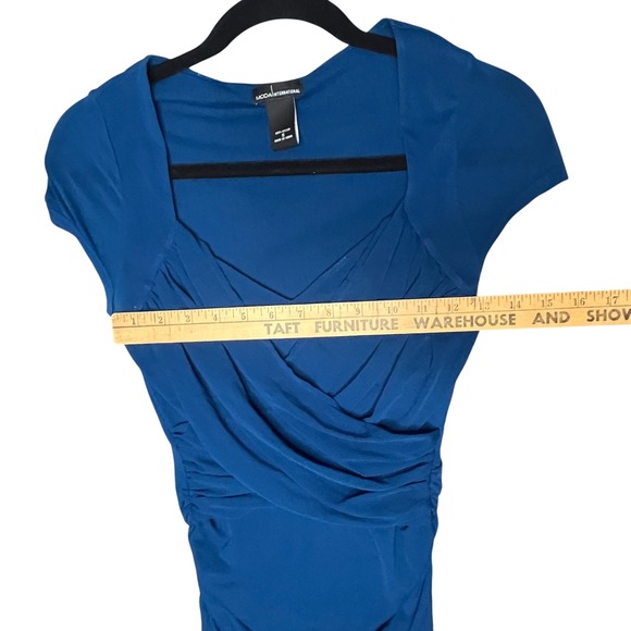 Y2K Moda International Victorias Secret Blue Ruched Top Fairy Cap Sleeve Bodycon - Picture 6 of 8